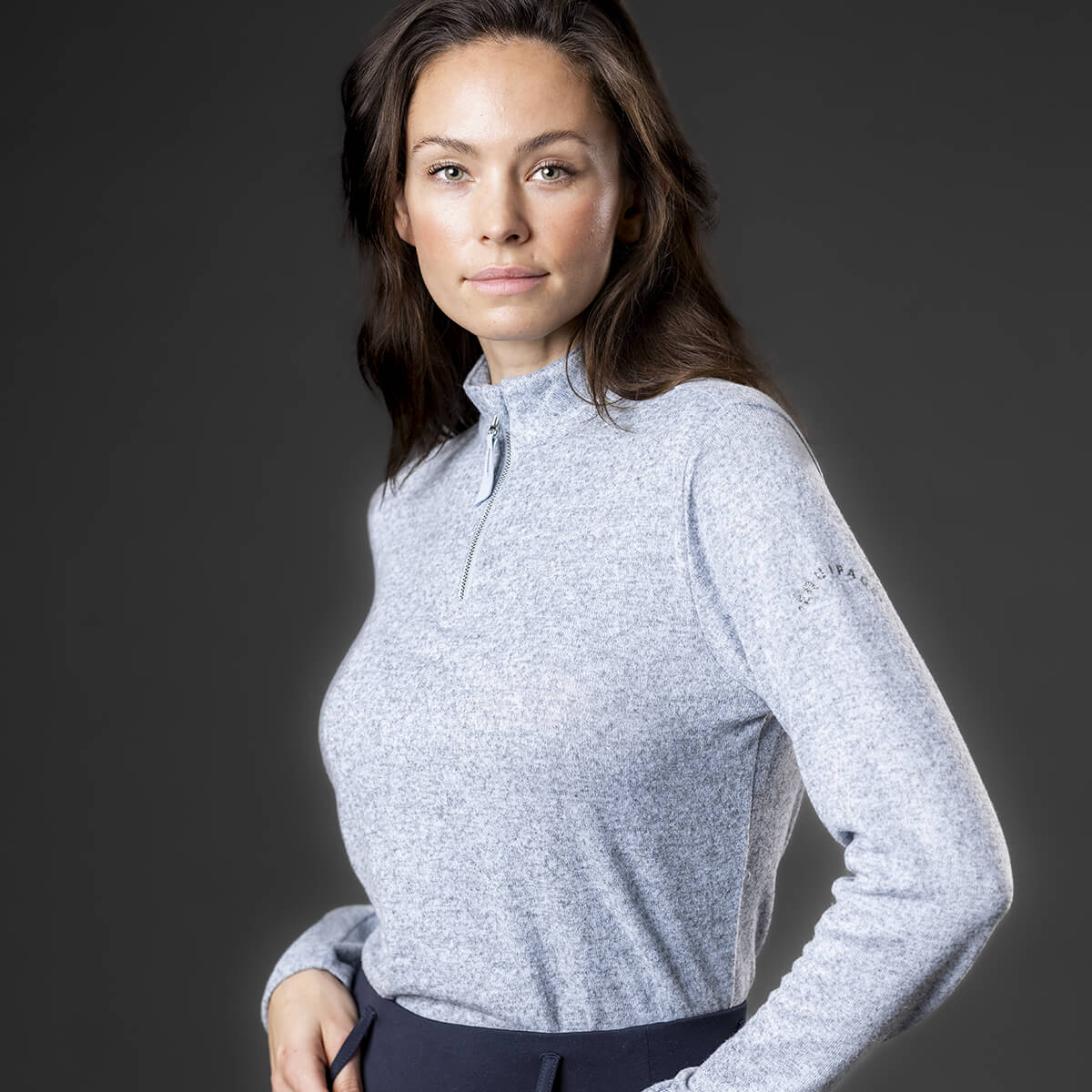 Equipage Stacey bluse med lynlås | Blue Fog